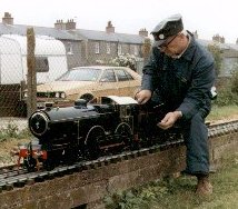 Ron stoking the locomotive Claud
